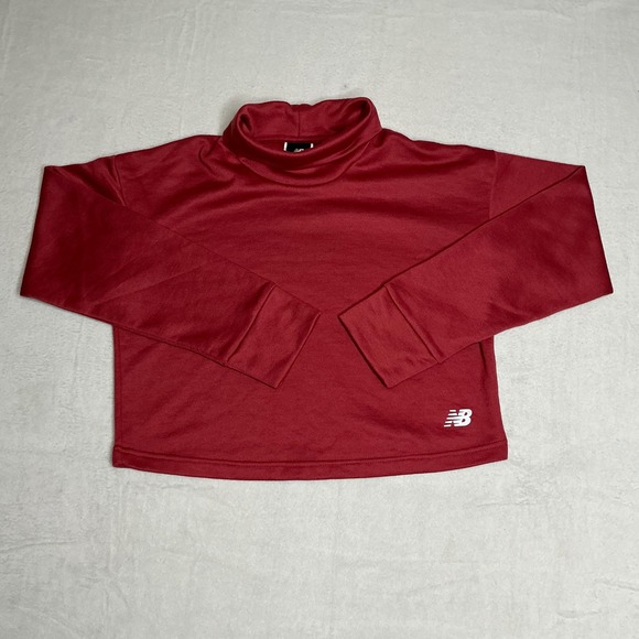 New Balance Red Turtleneck Cropped Pullover Sweatshirt Athletic Women's M - Picture 2 of 8